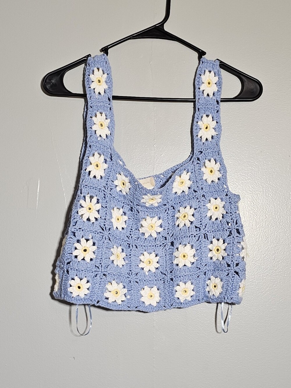 Altar'd State Light Blue Crochet Daisy Crop Top